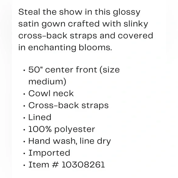 New! WAYF Nordstrom Lolita Cowl Neck Satin Gown Size Women’s medium - Picture 11 of 13